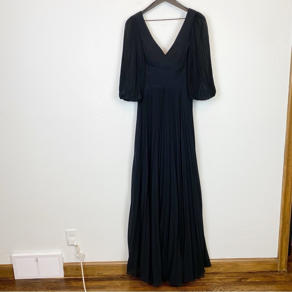 Teri Jon by Rickie Freeman Chiffon Pleated V Neck Gown 209098 - Picture 4 of 8